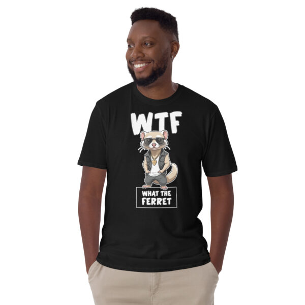 WTF WHAT THE FERRET Short-Sleeve Unisex T-Shirt - Kwirky with Freddie - Image 2