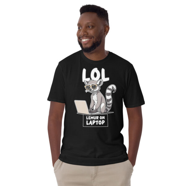 LOL LEMUR ON LAPTOP Short-Sleeve Unisex T-Shirt - Kwirky with Lenny - Image 2