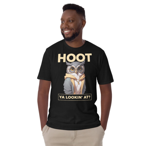 HOOT YA LOOKIN AT Short-Sleeve Unisex T-Shirt - Kwirky with Oliver Owl - Image 2