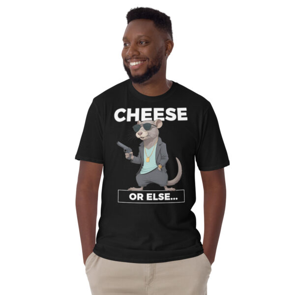 CHEESE OR ELSE Short-Sleeve Unisex T-Shirt - Kwirky with Rog the Rat - Image 2