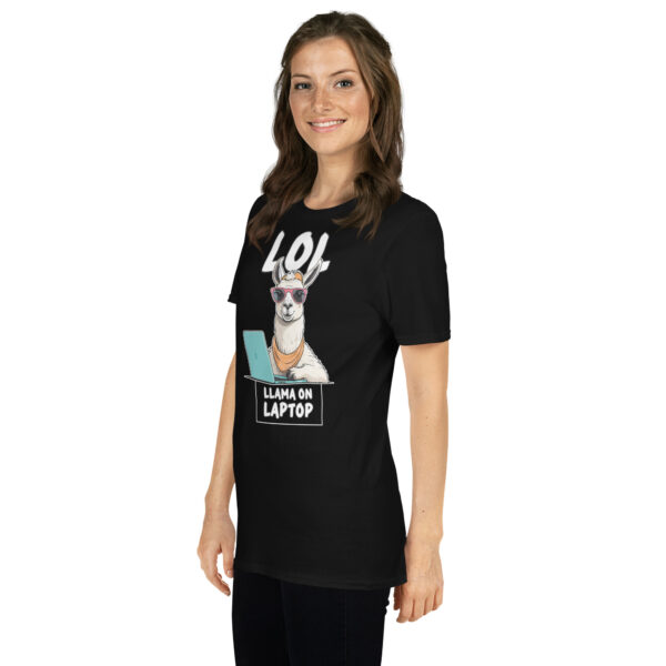 LOL LLAMA ON LAPTOP Short-Sleeve Unisex T-Shirt - Kwirky with Liam - Image 2