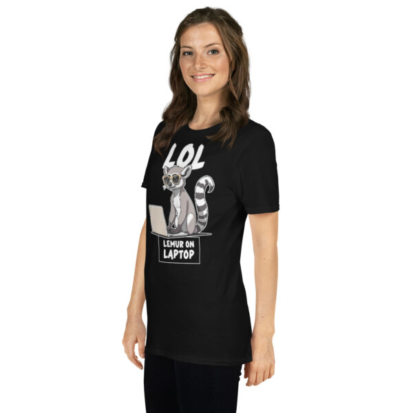 LOL LEMUR ON LAPTOP Short-Sleeve Unisex T-Shirt - Kwirky with Lenny - Image 3