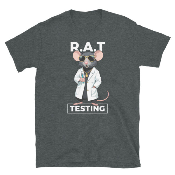 RAT TESTING Medical Theme Unisex Basic Softstyle Short-Sleeve T-Shirt - with Razza the Rat - Image 5