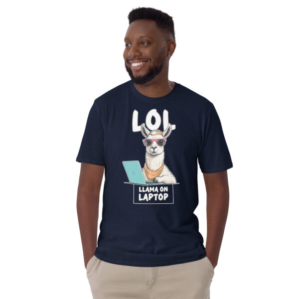 LOL LLAMA ON LAPTOP Short-Sleeve Unisex T-Shirt - Kwirky with Liam - Image 3