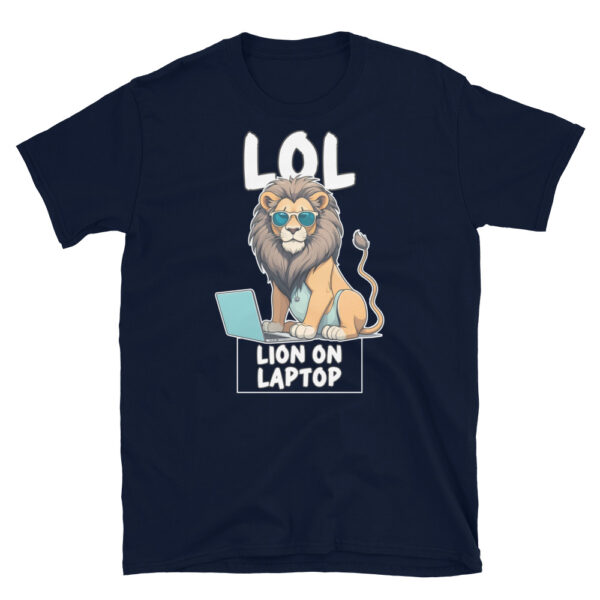 LOL LION ON LAPTOP Short-Sleeve Unisex T-Shirt - Kwirky with Leo - Image 4