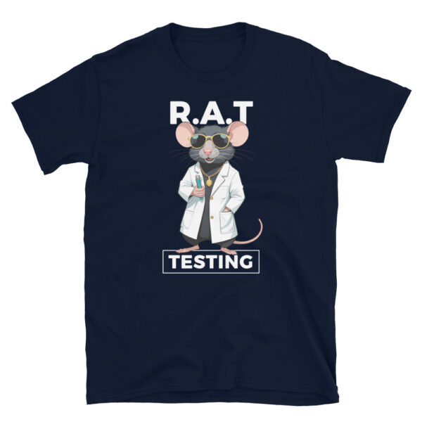 RAT TESTING Medical Theme Unisex Basic Softstyle Short-Sleeve T-Shirt - with Razza the Rat - Image 4