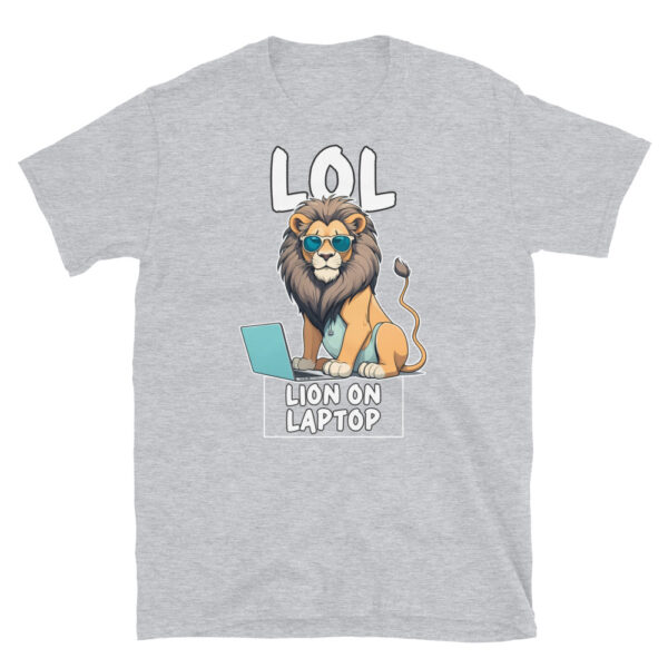 LOL LION ON LAPTOP Short-Sleeve Unisex T-Shirt - Kwirky with Leo - Image 6