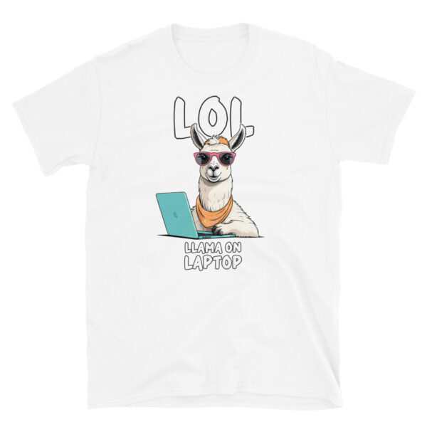 LOL LLAMA ON LAPTOP Short-Sleeve Unisex T-Shirt - Kwirky with Liam - Image 7