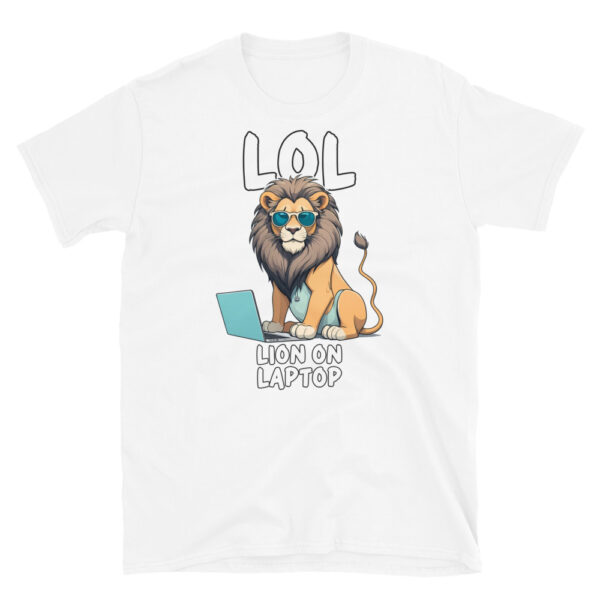 LOL LION ON LAPTOP Short-Sleeve Unisex T-Shirt - Kwirky with Leo - Image 7