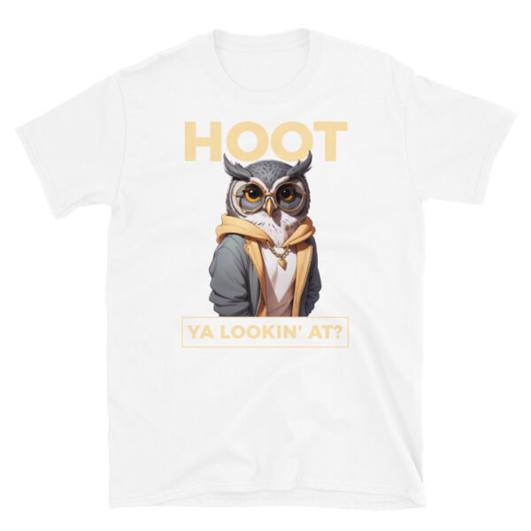 HOOT YA LOOKIN AT Short-Sleeve Unisex T-Shirt - Kwirky with Oliver Owl - Image 6