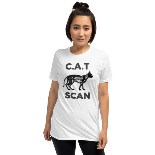 CAT SCAN Medical Theme Unisex Basic Softstyle Short-Sleeve T-Shirt - with Kaz the Cat - Image 4